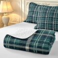 thumbnail image 4 of Manfei Minimalist Check Twin Quilt Set,Classic Plaid Twin Coverlet Set,Green Beige,2 Pieces,1 Bedspread and 1 Pillowcase, 4 of 7