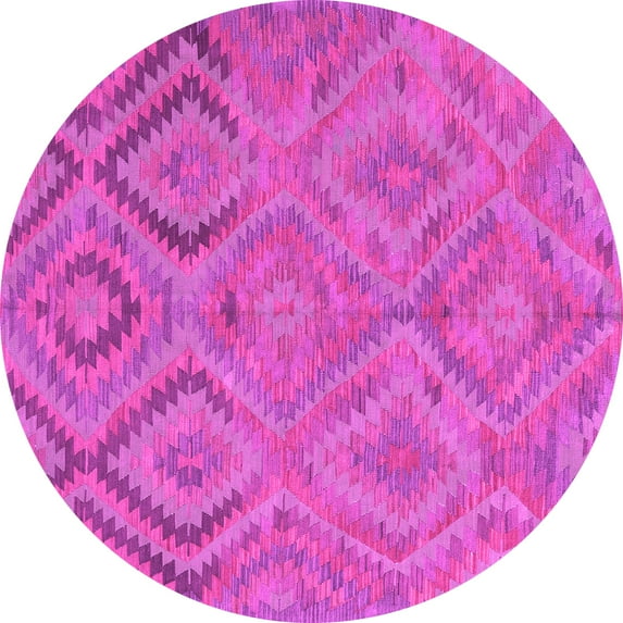 Ahgly Company Indoor Round Southwestern Pink Country Area Rugs, 4' Round