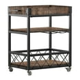 thumbnail image 3 of Weston Home Clayton Rustic Wood and Metal Bar Cart, Brown Finish, 3 of 9