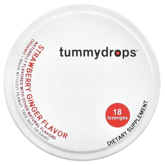 Tummydrops Organic Drops, Strawberry Ginger , 18 Lozenges