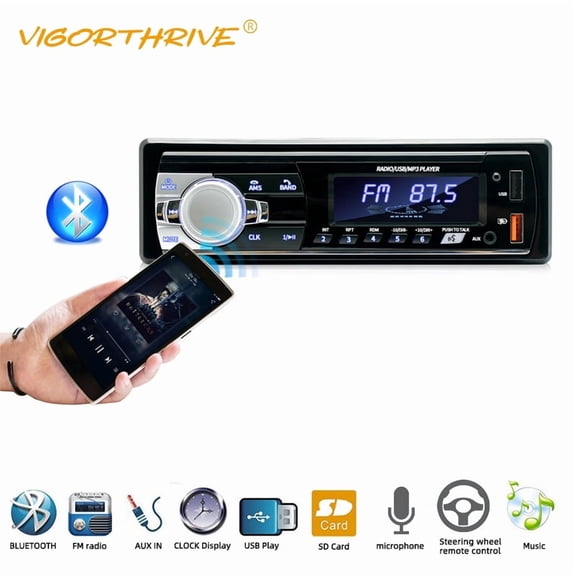 521 Single DIN Bluetooth Car Stereo – Dual USB, SD/MMC, 60W×4 Power, FM Radio with 18 Presets, Hands-Free Calling, Remote Control