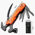thumbnail image 4 of Arcticwind 12-in-1 Multi-Function Survival Hammer – Stainless Steel Claw Hammer, Outdoor Camping Tool w/ Tent Peg Puller, Car Emergency Window Breaker, DIY Compact Tactical Gear for Hiking, Orange, 4 of 8