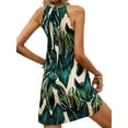 thumbnail image 4 of Julycc Women Boho Floral Print Sundress Halter Sleeveless Holiday Mini Dresses, 4 of 4