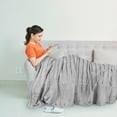 thumbnail image 5 of Napa Plush Cashmere Throw Blanket Light Grey, 90"x90" Queen/Full, Striped Reversible Velvet Luxury Fleece Warm Bed Couch Blanket, Super Soft and Cozy, 5 of 9