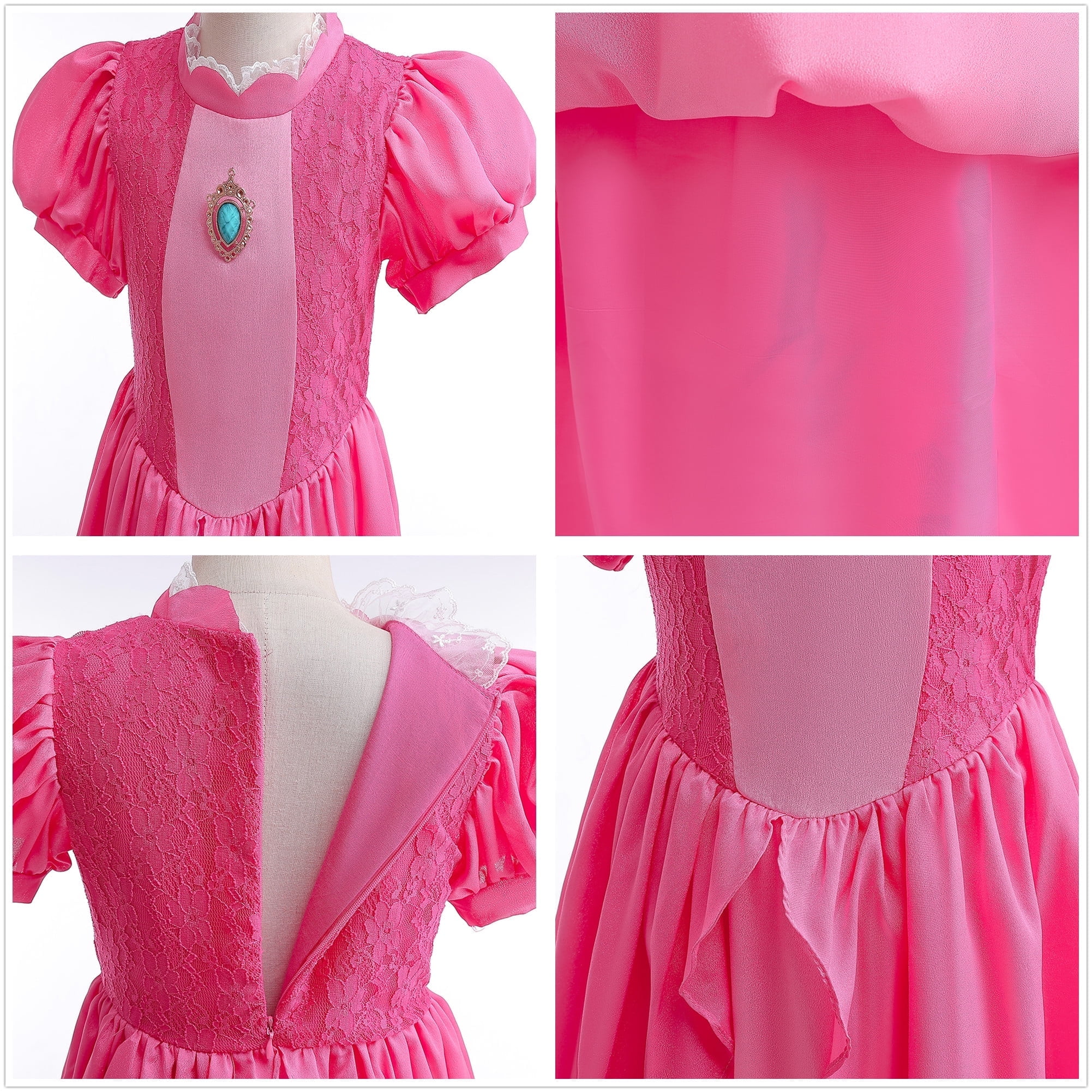 Princess Costume for Girls Dress up Outfit with Crown Gloves Earring Wand 3T 4T(P03,100)