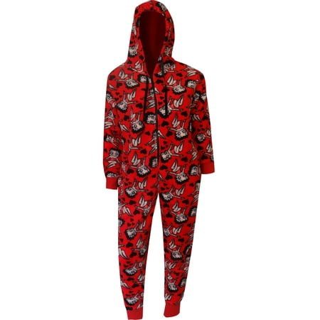 - Betty Boop Red Plush Onesie Hoodie Pajama