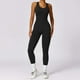 thumbnail image 2 of Mono de yoga de punto sin costuras para mujer, pantalones largos sin espalda y con aberturas - Elástico, transpirable y elegante para yoga/gimnasio - S-L, 2 of 5