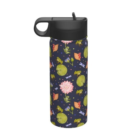 

Uemuo Frog And Flowers Print 18oz Sports Insulated Kettle Water Bottle Outdoor Sports Bottle Insulated Hydration Bottle with Handle & Flip Straw