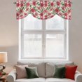 thumbnail image 3 of Tie Up Valance Curtain for Kitchen,Pink Lily Watercolor Flroal Leaf Rod Pocket Short Curtains Adjustable Tie-Up Shade Valances,Blossom Flower on Retro Linen Window Treatment for Bathroom Living Room, 3 of 9