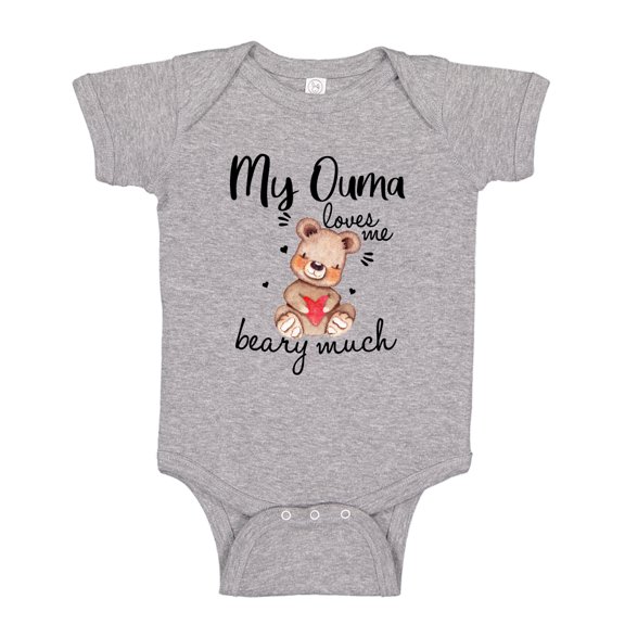My Ouma Loves Me Beary Much Baby Bodysuit One Piece NB Athletic Heather