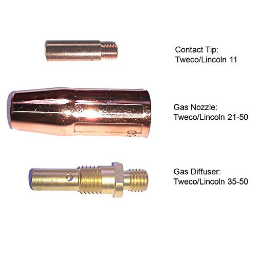 WeldingCity 5 Gas Nozzles 21-50 1/2 for Lincoln Magnum 100L and Tweco Mini/#1 MIG Welding Guns