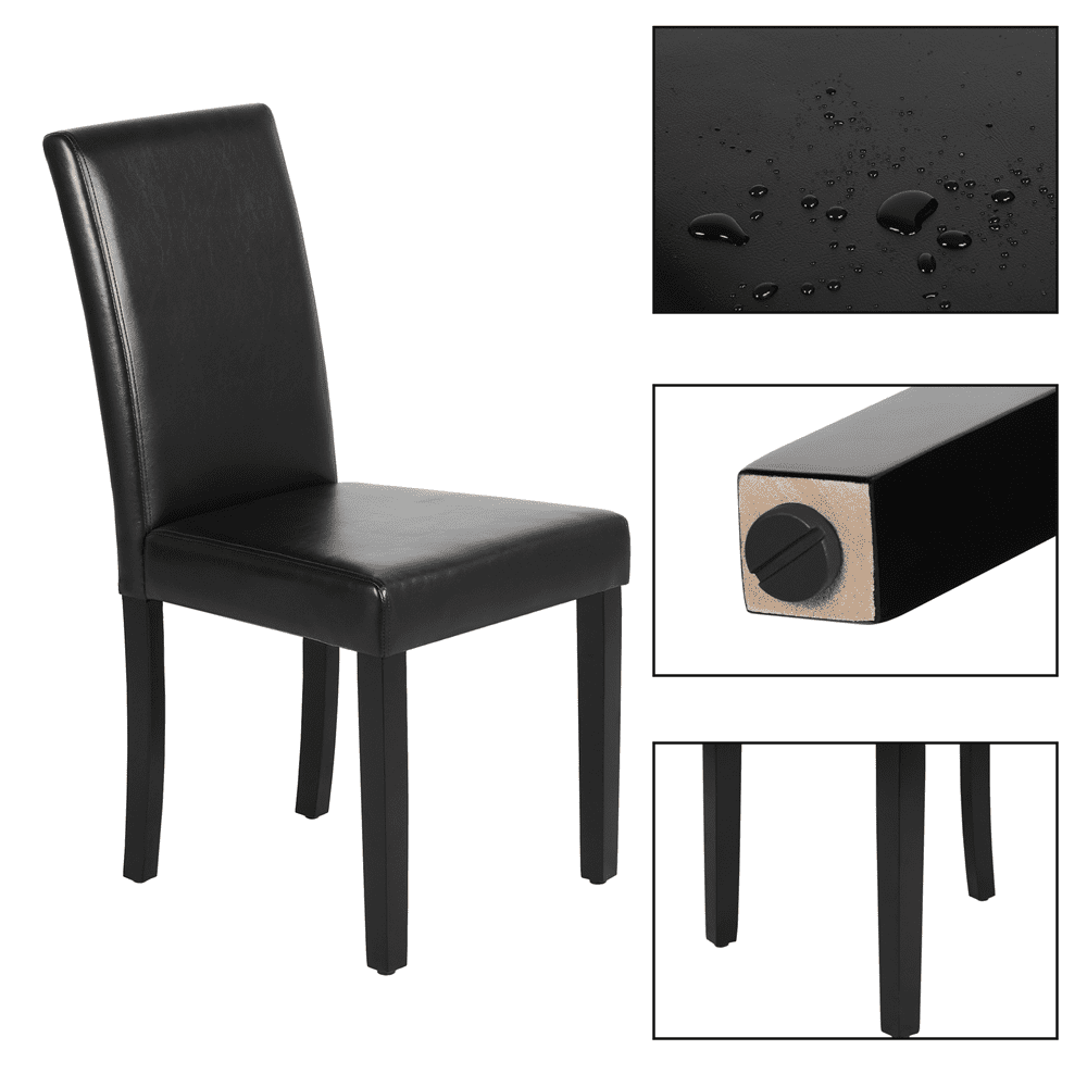 Renwick Faux Leather High Back Dining Chairs for Kitchen, Set of 4, Black