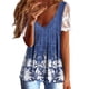 thumbnail image 1 of Gibobby Casual Playera de Manga Corta para Mujer Mujeres Casual V cuello encaje manga corta Slim Digital impresión mujeres Top camiseta(Azul,G), 1 of 5