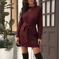 thumbnail image 7 of Women's Long Sleeve Knit Sweater Dress Turtleneck Mini Sweater Dresses Swing Casual Dress Dresses for Women for Work Swing Dress with Pockets Long Dresses for Women Misses Dresses Casual Dressy, 7 of 7