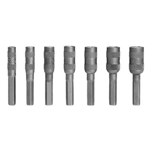 tegongse Set of 7 Magnetic Hex Socket Nut Driver Screwdriver Bit for Reliable Performances in Various Repair and Assembly Project