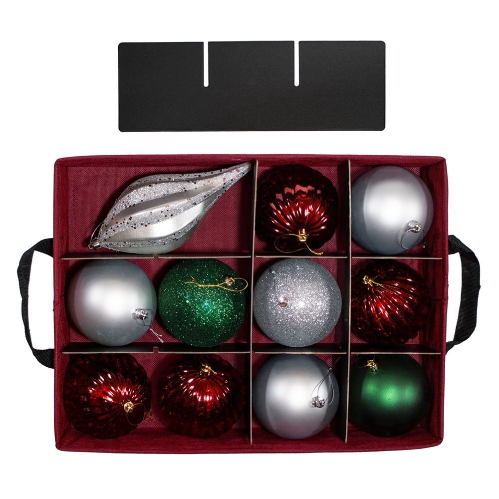 612 Vermont Christmas Ornament Storage Box with 4 Removable Trays, Holds 36 - 4" Ornaments, 17" x 13" x 13"