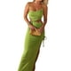 thumbnail image 1 of Vestido largo femenino VISgogo, verano, color sólido, sin mangas, correa de espagueti, ahueca hacia fuera, una pieza con cordón, S/M/L VISgogo moda, 1 of 9