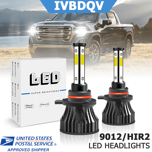 For GMC Sierra 1500 2014-2015 LED Headlights 9012/HIR2 High Low Beam Kit 2Pcs 52W 6000K White