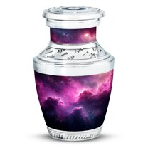 JAGASY Pink Galaxy Stars Urn for Boy & Girl - Purple Small Urn for Ashes Adult Male - Tiny Nebula Clouds Decorative Cremation Urns - Keepsake Funeral Urns for Child - (3 Inch)