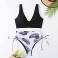 thumbnail image 3 of Lopeceal Women's 3 Piece Textured High Cut Halter Triangle Bikini Swimsuit with Cover Up, 3 of 4