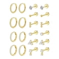 thumbnail image 2 of Juegos de aretes,Conjuntos de aretes para mujeres con múltiples perforaciones para niñas,Pendientes de aro con forma de botón,aretes con parte trasera plana,Pendientes apilados de acero Oro, 2 of 8