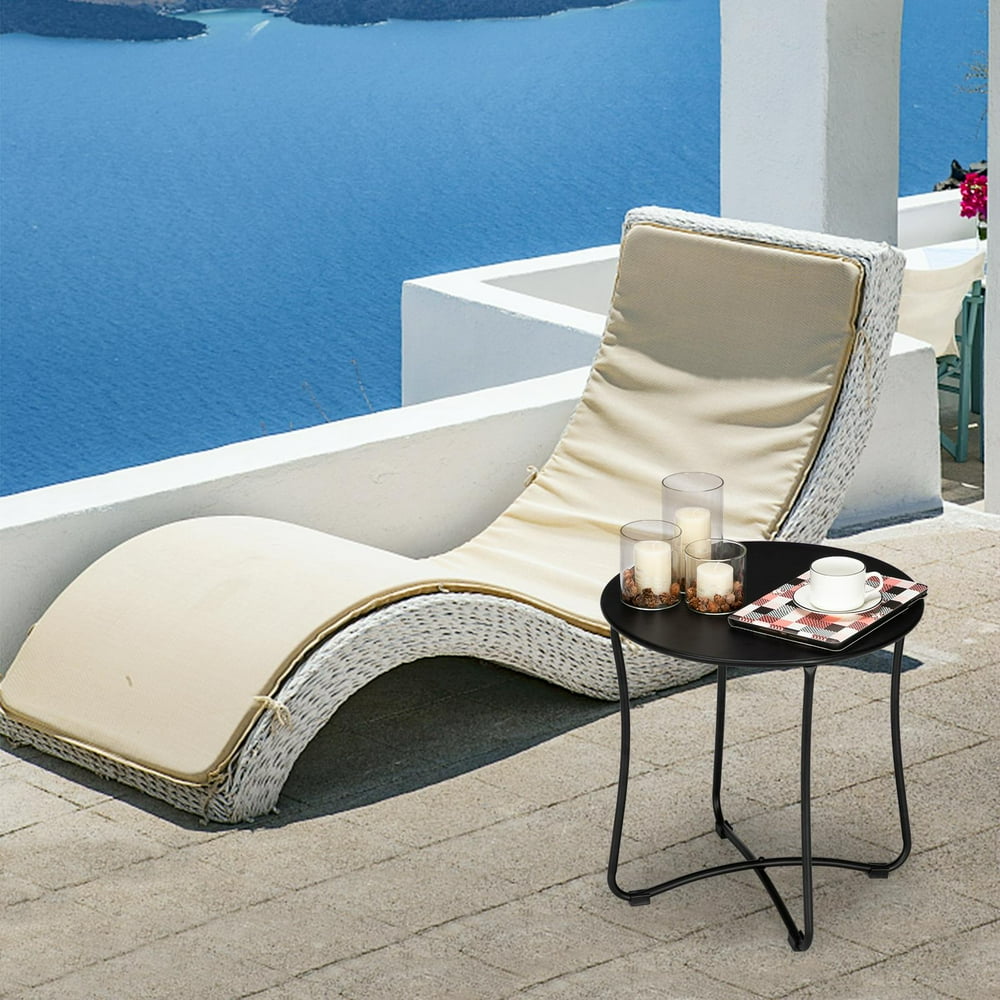 Winado Outdoor Metal Round Folding Patio Side Table, Black Walmart