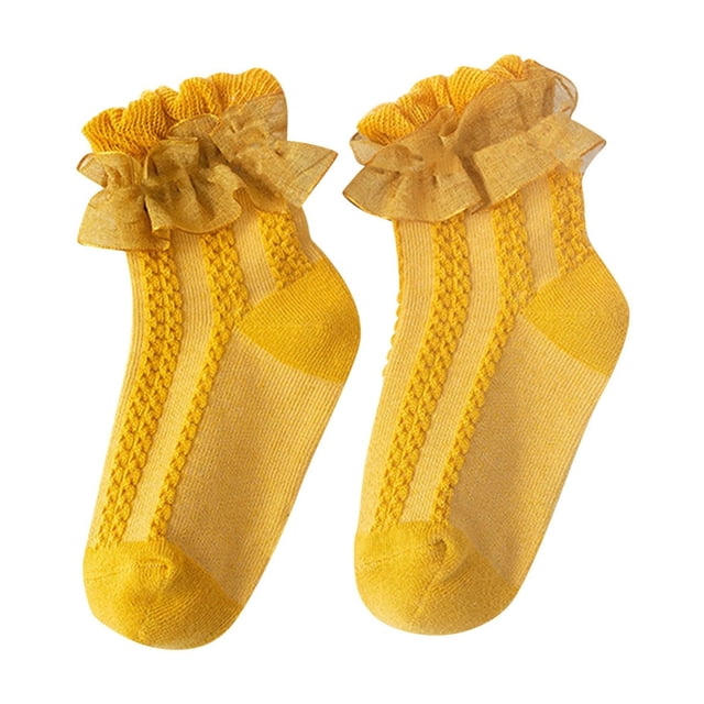 FAIWAD Girls Ruffle Socks Frilly Lace Princess Dress Socks Toddler Kids Girls Solid Color Crew Socks