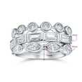 thumbnail image 4 of Bling Jewelry Womens Stackable Eternity Band Ring Set 3PC CZ Baguette Marquise Round .925 Sterling Silver, 4 of 6