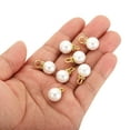 thumbnail image 4 of Uxcell 12mm Faux Pearl Pendants Drops, 100 Pack Round Imitation Pearl Beads with Rhinestone, Golden White, 4 of 6
