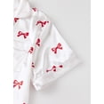 thumbnail image 4 of LMLYSoH Mommy and Me Matching Pajamas Bow Print Button Down Short Sleeve Lapel Tops Shorts Family Satin Sleepwear, 4 of 9