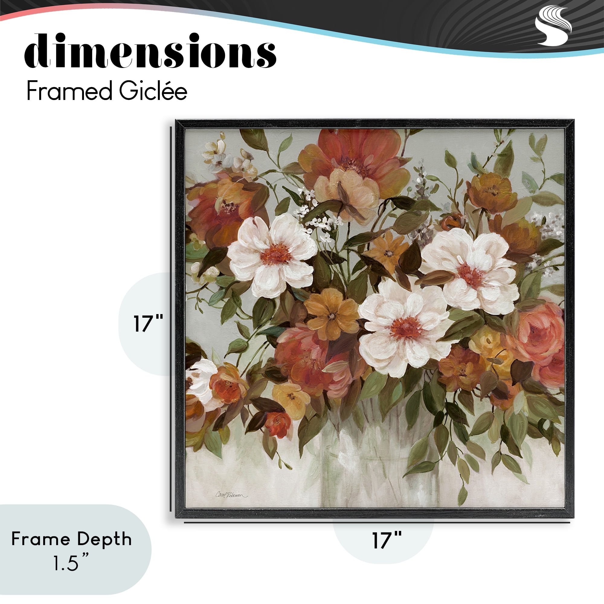 Stupell Industries Muted Vibe Bouquet Black Framed Giclee Art, design by Carol Robinson