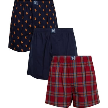 U.S. POLO MEN'S PACK 3 - JW BRICK LOGO XLARGE -UNDERWEAR WOVEN BOXER COTTON P105