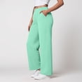 thumbnail image 5 of felwors Women Office Wide High Waist Pants Loose Fit Elastic Waist Pleated Front Trousers for Work Casual Light Green, L, 5 of 5