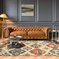 thumbnail image 2 of Geometric Floral Eclectic Modern Bohemian Handmade Wool Indoor Area Rug, Cream-Rust, 5' x 8', 2 of 7