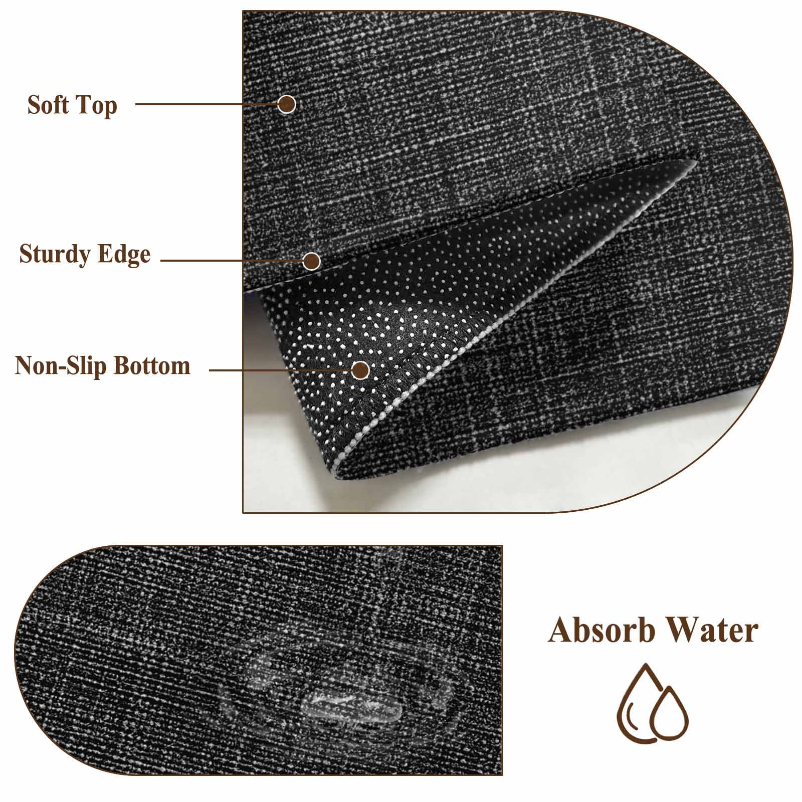 Black 8x10 Area Rugs, Farmhouse Burlap Solid Black Color Modern Linen Texture Non-Skid Rubber Backing Large Rectangle Rugs - Living Room Bedroom Home Office, Indoor Floor Mat Carpets Washable Rug