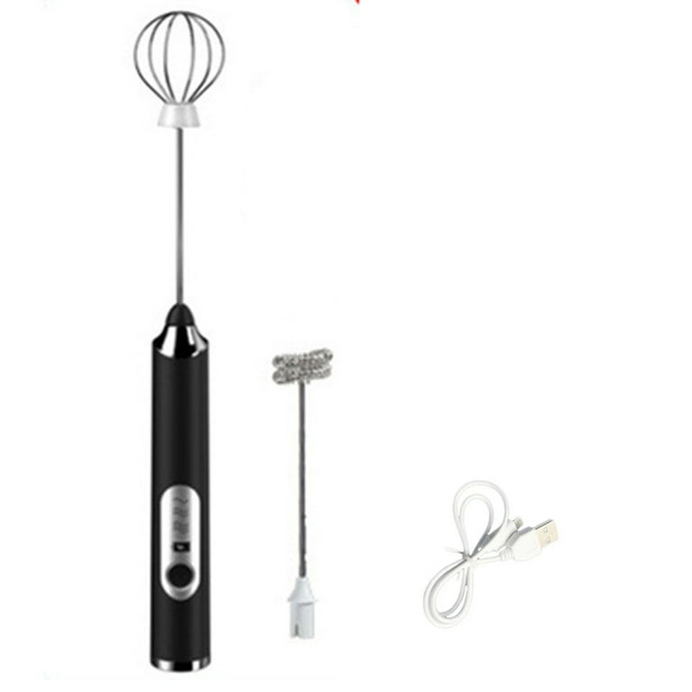 Double Whisk Milk Frother, Handheld Electric Blender stick, Drink Mixer  with Food Grade Stainless Steel Stirrer, Battery Operated Foam Maker for
