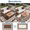 thumbnail image 5 of HIWEAVER Brown 8' x 10' Outdoor Rug PP Plastic Straw Woven Waterproof Patio Rug with Border Portable Outside Carpet for Balcony Deck Picnic Garden Decor, 5 of 7