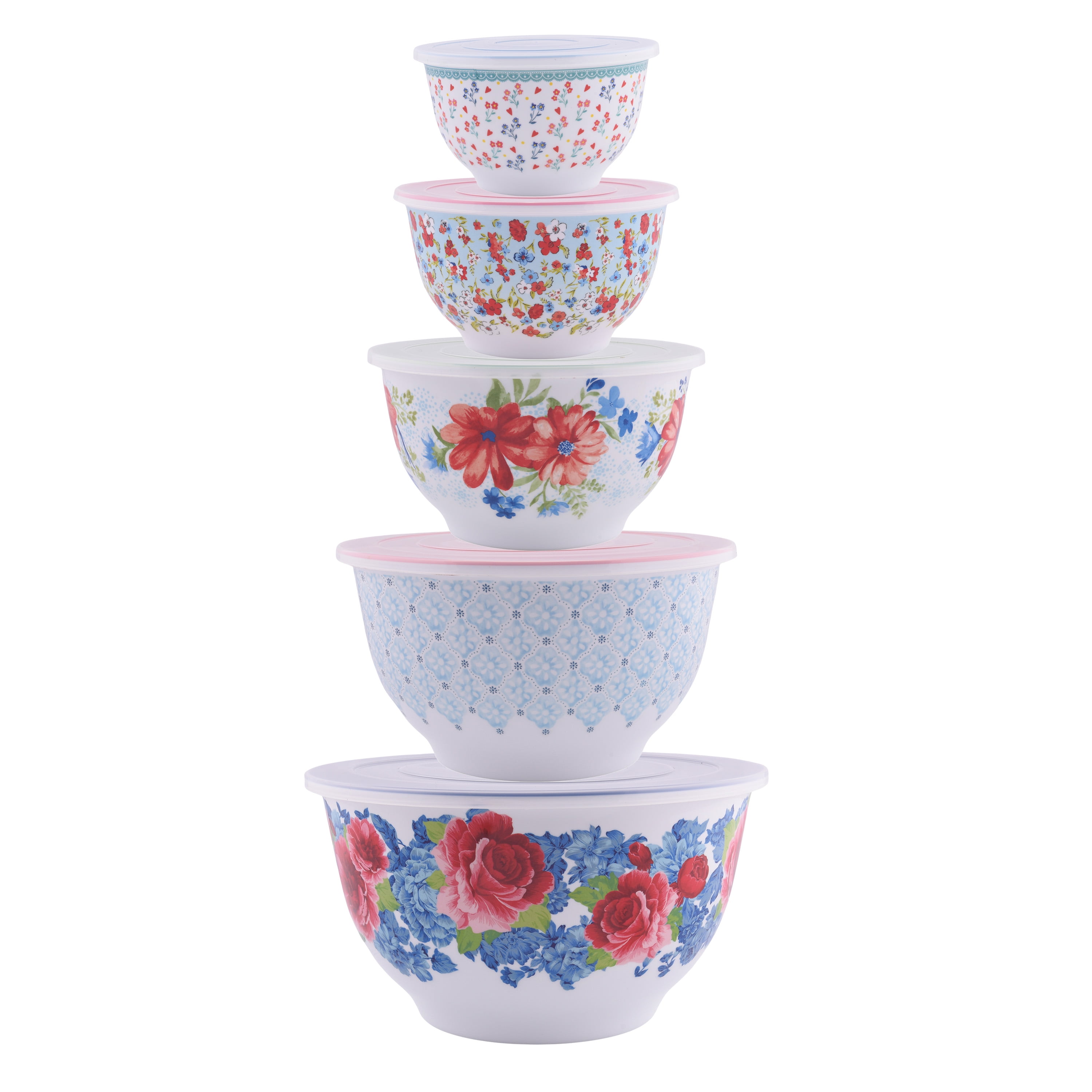The Pioneer Woman Melamine Mixing Bowl Set 10 Pieces Heritage Floral Walmart