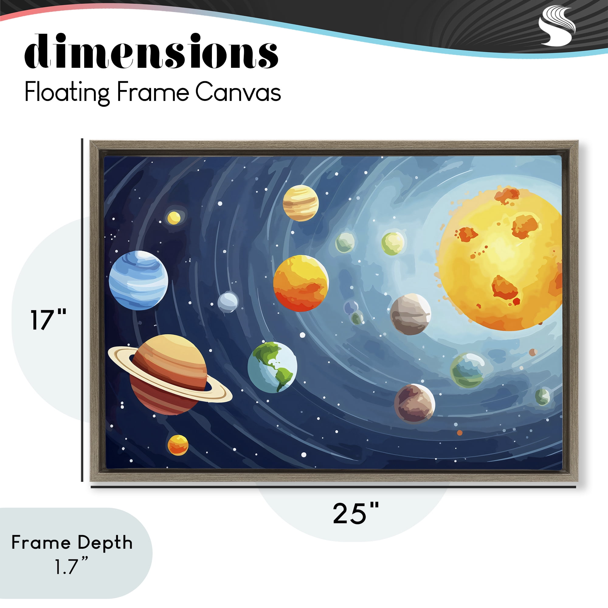 Stupell Industries Solar System Planets Orbit Brown Framed Floater Canvas Wall Art, design by Creative Studio