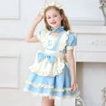 thumbnail image 5 of Party Girl's Victorian Costume Cotton Dress World Book Day Week Girl's Fancy Dress Fancy Dress Costumes for Halloween Cosplay Blue 9-10 Years, 5 of 5