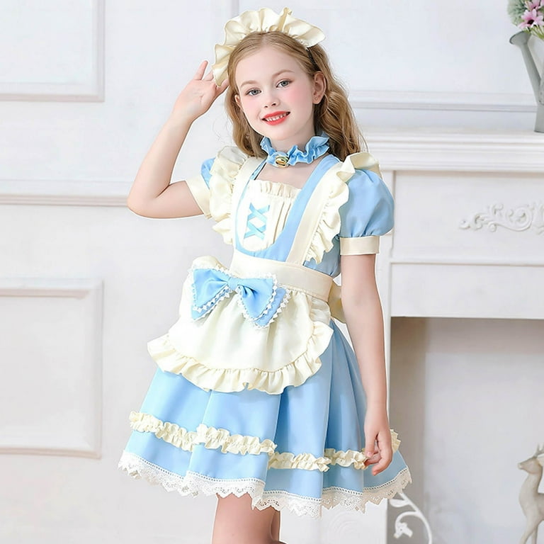 Delliss Girl's Lace Short Sleeve Beer Festival Dress Countryside Style  Dress 4-12 Years