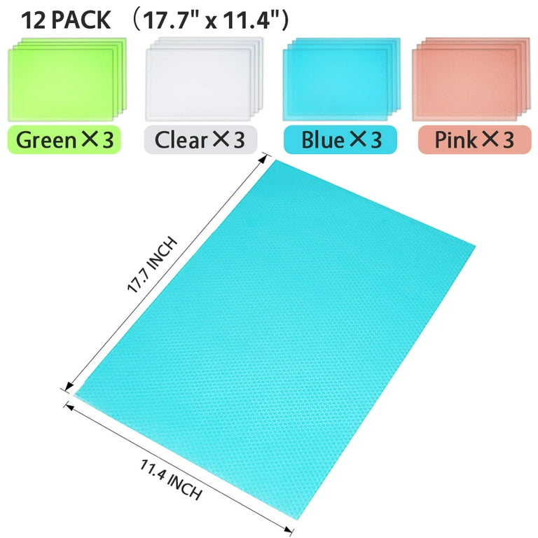 12Pack Refrigerator Liners Fridge Mats, Washable Refrigerator Shelf Liners  Pads for Glass Shelves Drawer Cupboard Kitchen Cabinet Fruits Vegetables,  Table Placemats - Mixed Color(4 Blue+4 Green+4 Red) 