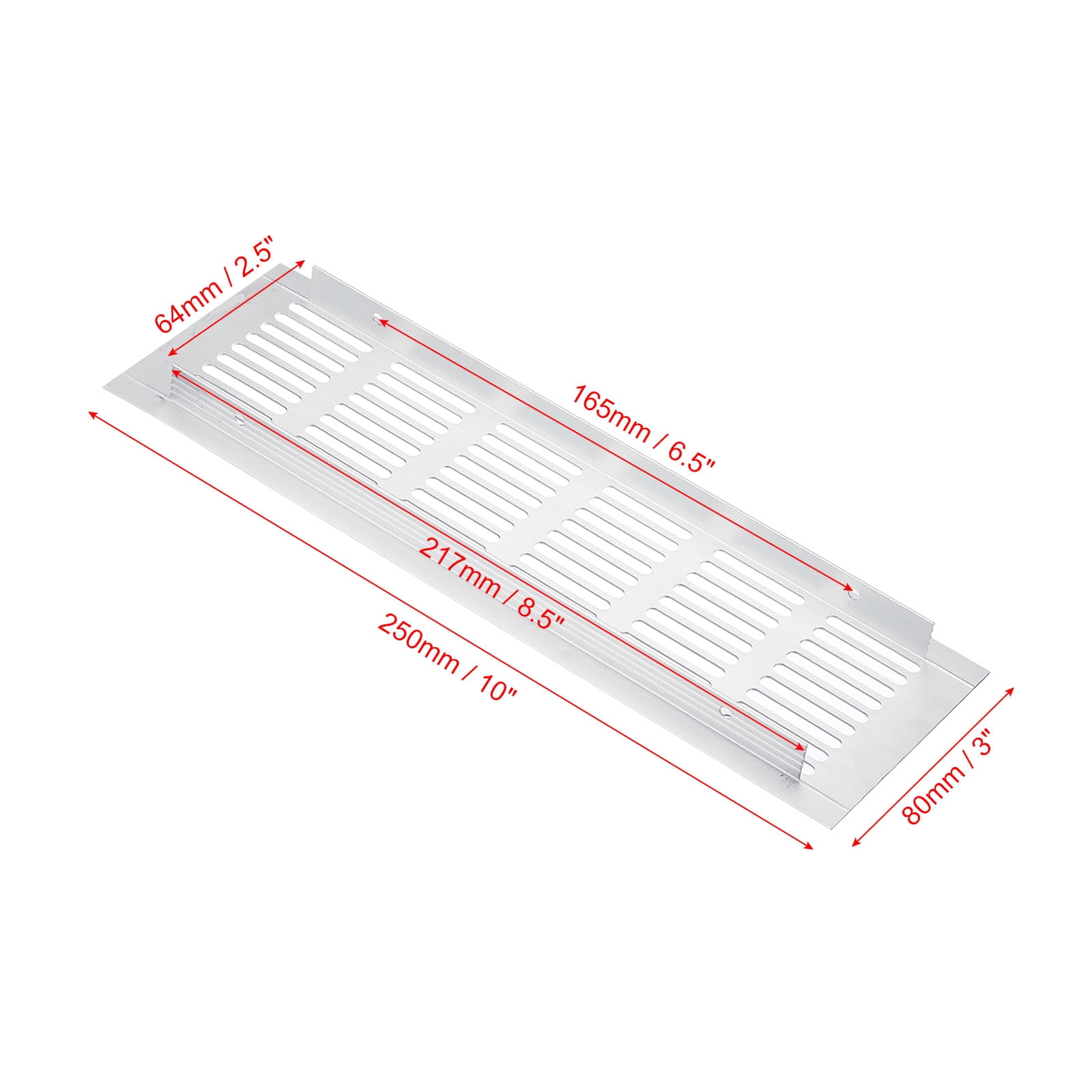 Uxcell 10"x3" Rectangle Air Vent Cover 2pcs Door Grille Ventilation Cover Louvered with Screws for Cabinet Silver Tone
