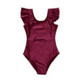 thumbnail image 3 of GYRATEDREAM Mommy and Me Swimsuit One Piece Solid Color V Neck Bathing Suits Family Matching Swimwear Monokini, 3 of 6