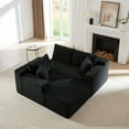 thumbnail image 3 of Miniyam 3 Seats L-Shaped Cloud Sectional Sofa with Deep Seat, Modular Couches Sleeper for Living Room, Apartment (Black, Left Facing Chaise), 3 of 7