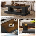 thumbnail image 6 of Hawsaiy Farmhouse Coffee Table with Storage Shelf & LED Light, 47" Rectangular Wood Coffee Table, 2-Tier Rustic Center Table for Living Room, Apartment, Office, Dark Gray, 6 of 11