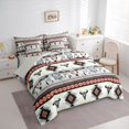 thumbnail image 3 of jejeloiu Dreamycacther Bull Skull 7pcs Bedding Comforter Set,Aztec Geometric Rhombus Queen Bedding Sets,Boho Bohemian Pattern Queen Sheet Sets For Adult,Luxury Bedroom Decor Reversible, 3 of 8