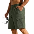 thumbnail image 5 of Cargo Shorts for Men Summer Casual Elastic Waist Straight Leg Knee Length Hiking Work Shorts with Pockets, 5 of 8