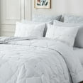 thumbnail image 3 of RUIKASI 2-Piece Pinch Pleated Embroidery Comforter Set,Teen Modern Bedding Set,Twin, White/Gray, 3 of 7