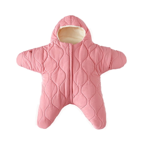 Baby Sleep Sack Boys Girls Fleece Winter Sleeping Long Sleeve Onesies Pajamas Star-Fish Warm Sleeping Bag Snowsuit, Pink, 6 Months